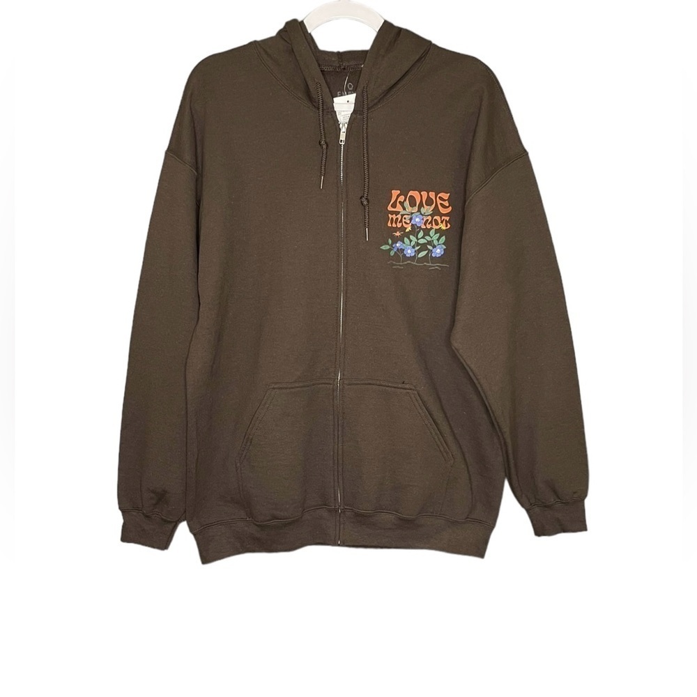 Zumiez‎ Empyre Love Me Not Floral Zip Hoodie Brown NWT